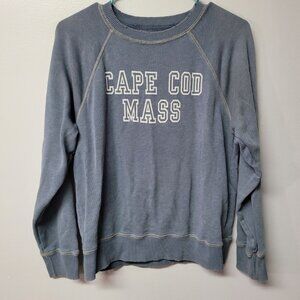 American Eagle Sweatshirt Distressed Cape Cod Blue Womens XS Crew Neck